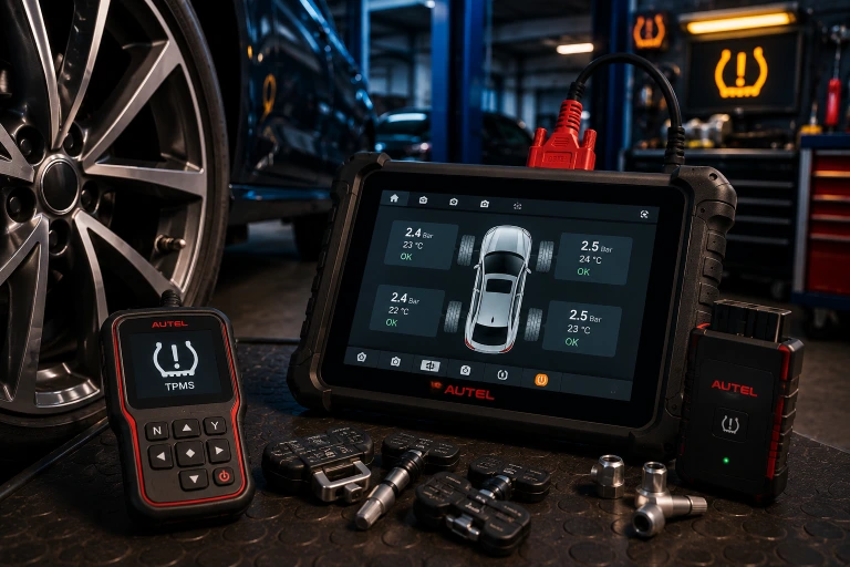 Tester TPMS pentru senzori de presiune roți și resetări service auto